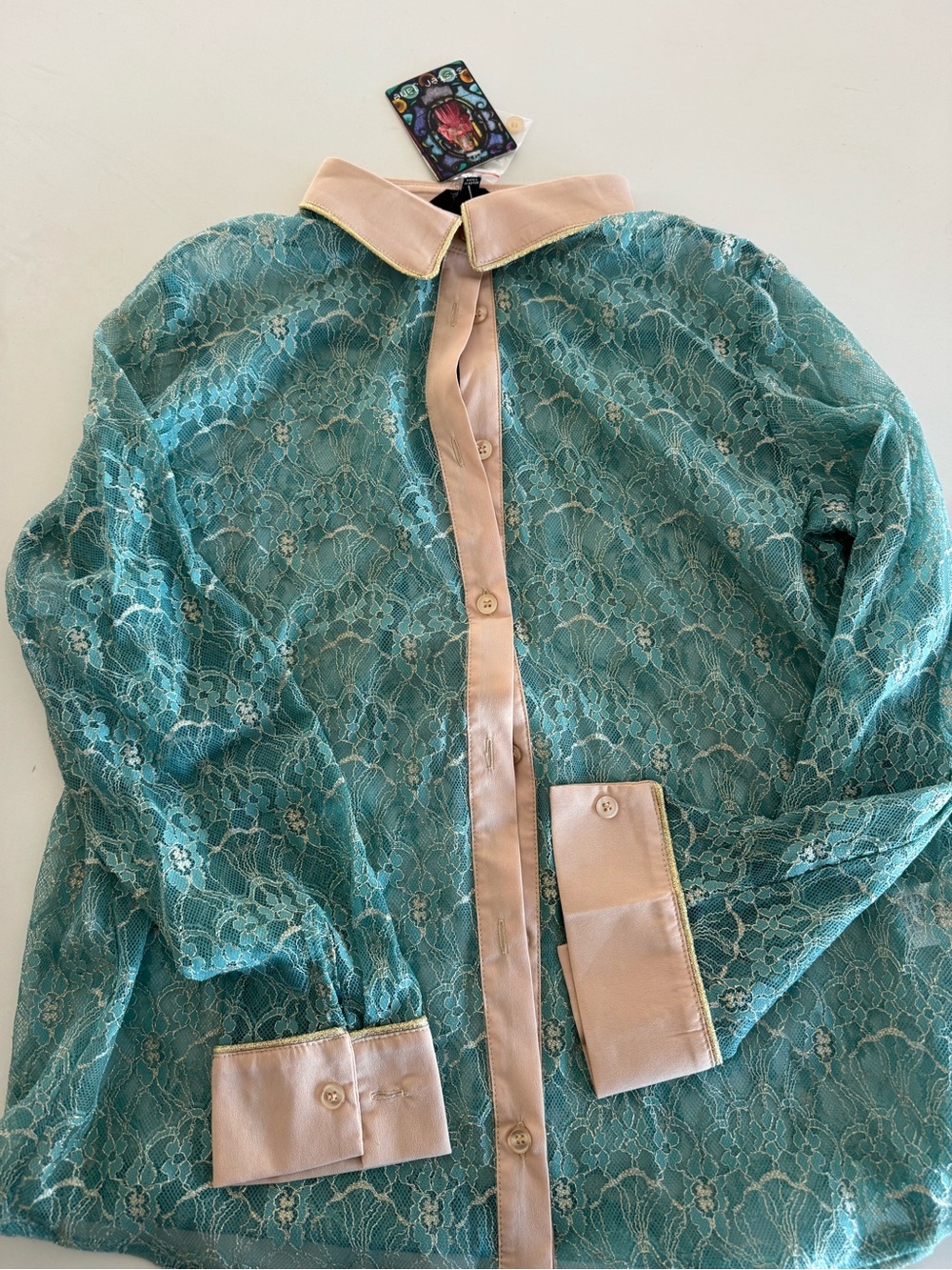 Nwt Sister Jane Teal Lace button down sz S
